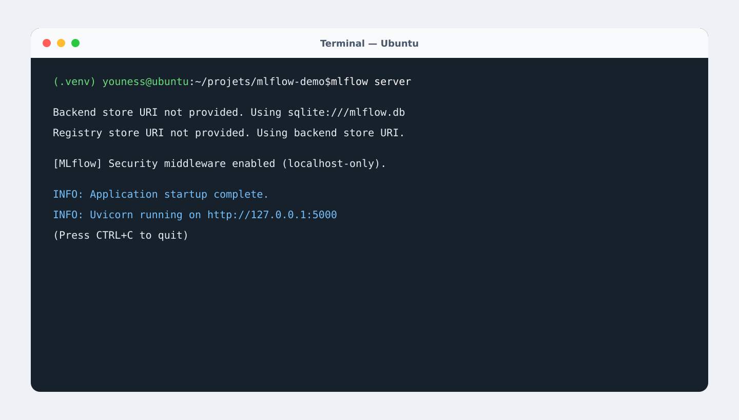 Démarrage du serveur MLflow local
